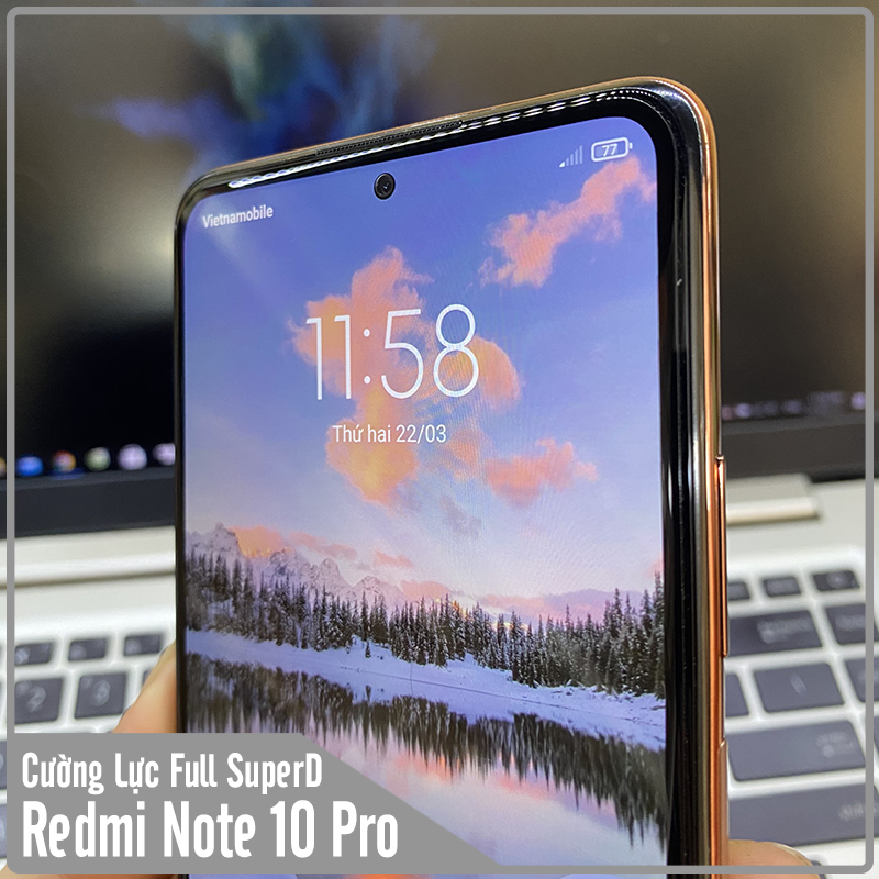 Kính cường lực Super D cho Xiaomi Redmi Note 10 Pro Full viền Đen