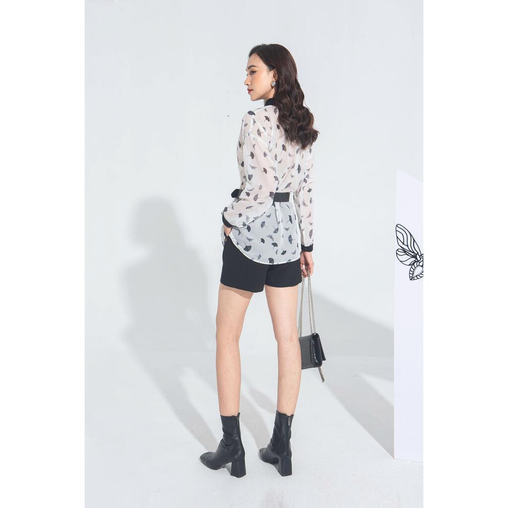 Áo sơ mi voan họa tiết MMOutfit M-AO020121052