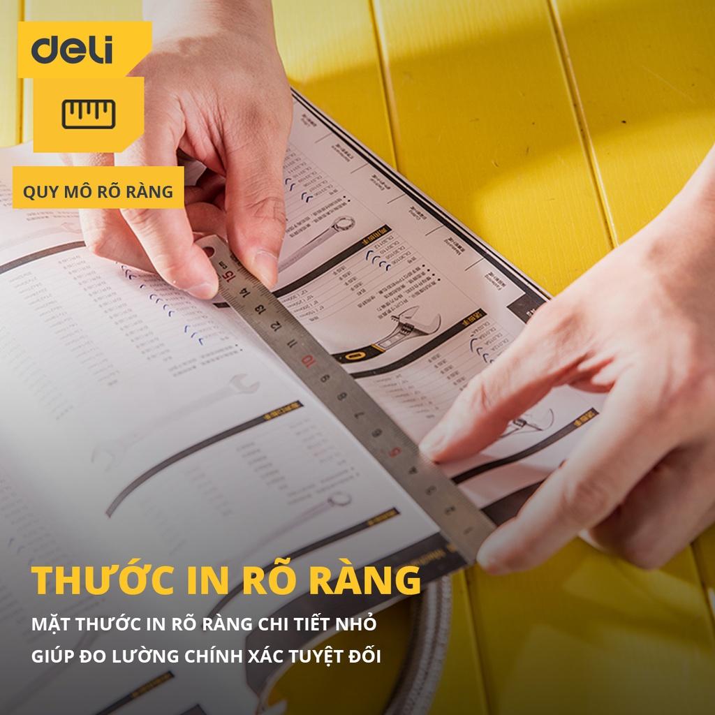 Thước Kẻ Thép Deli Các Kích Thước 15/20/30/50cmTiện Lợi - Chất Liệu Chống Mòn Gỉ - DL8015