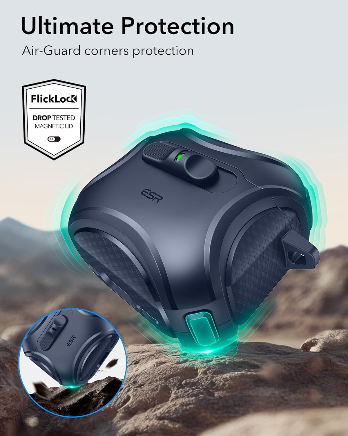 Bao Case ESR Cyber FlickLock Case with HaloLock cho Airpods 4 - Hàng Chính Hãng
