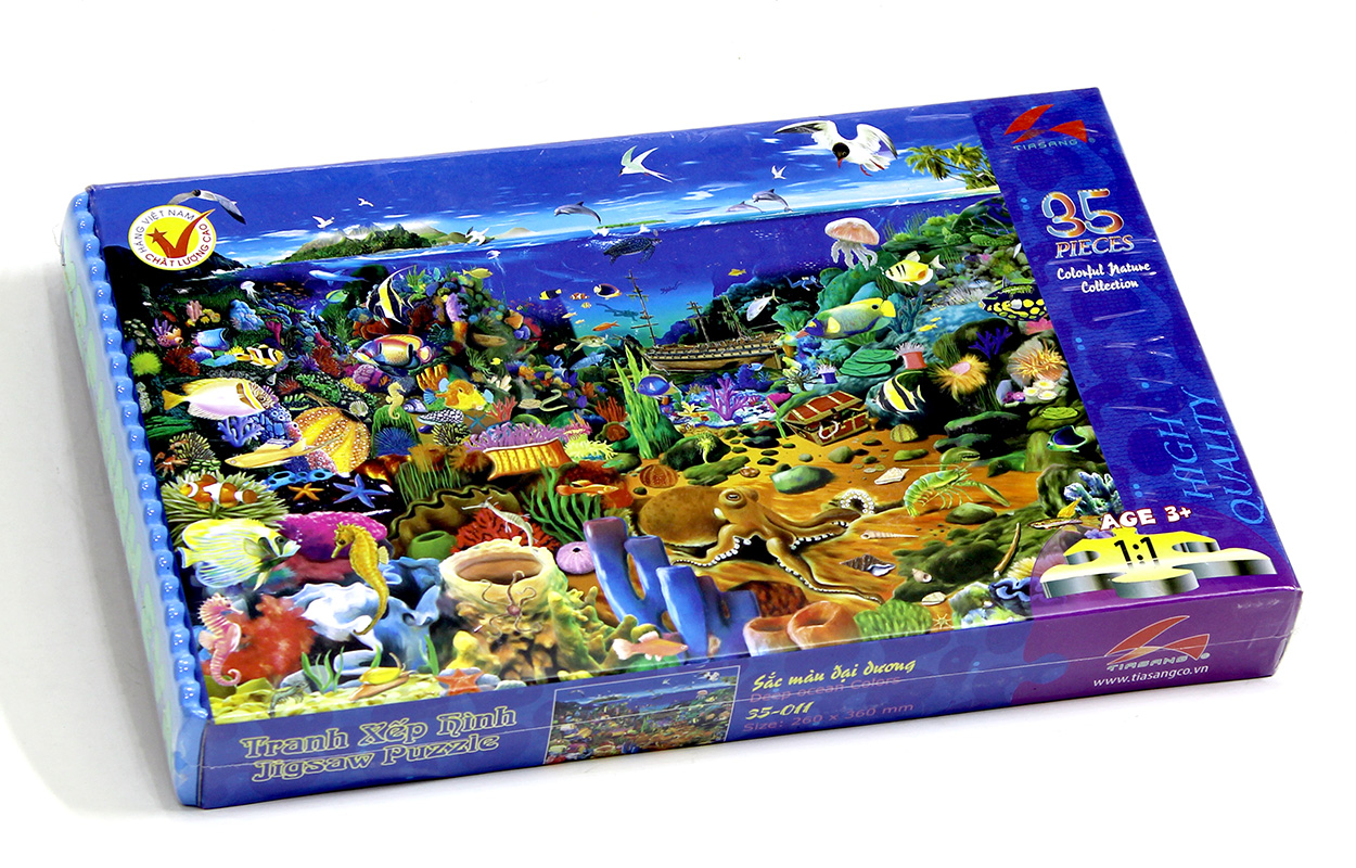 Tranh xếp hình Tia Sáng Jigsaw Puzzle 035 mảnh phát triển trí tuệ cho bé - Sắc màu Đại dương - MSP: 035-011