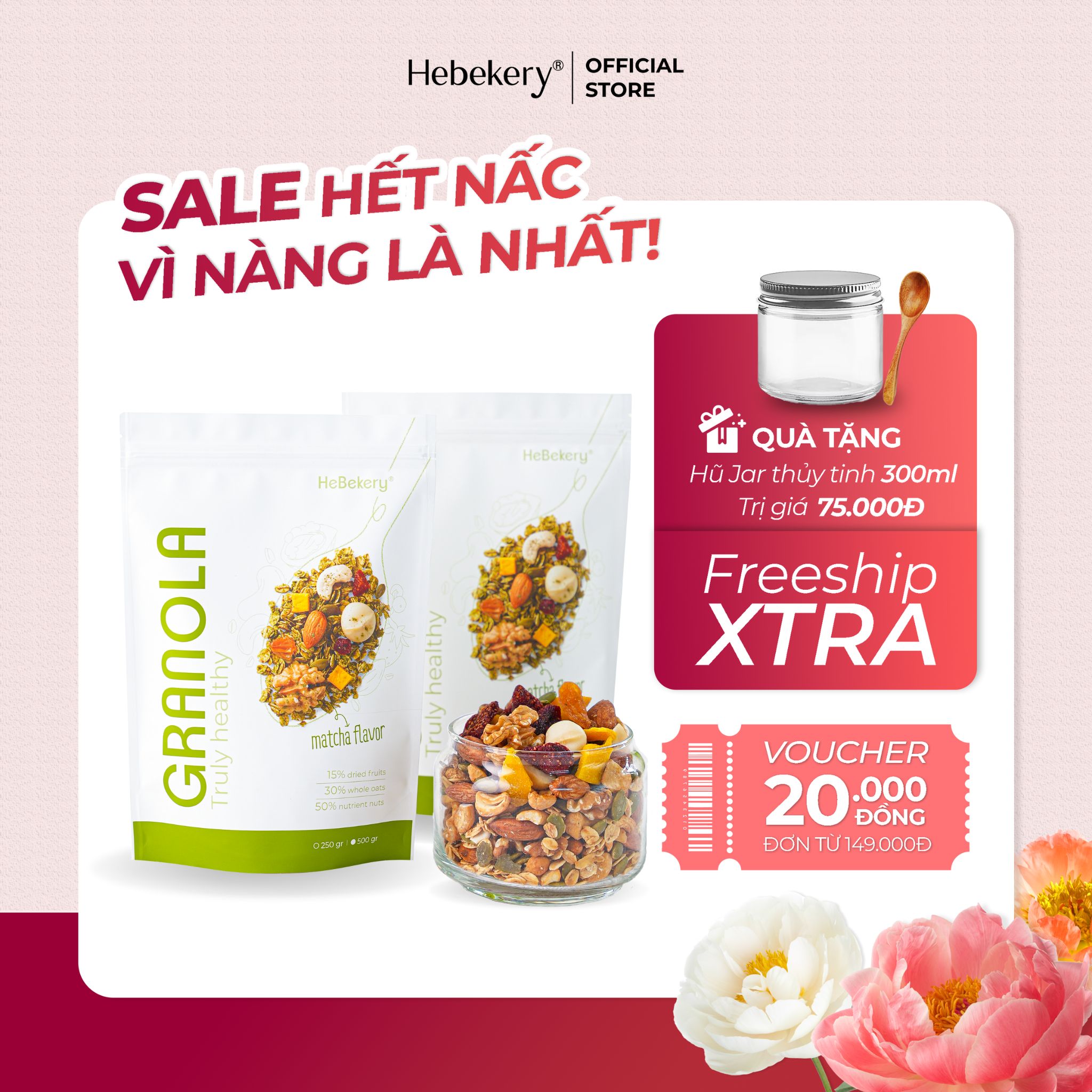 Combo 2 Túi 500gr Granola Nhiều Hạt Vị Matcha - Ngũ Cốc Ăn Kiêng Không Đường
