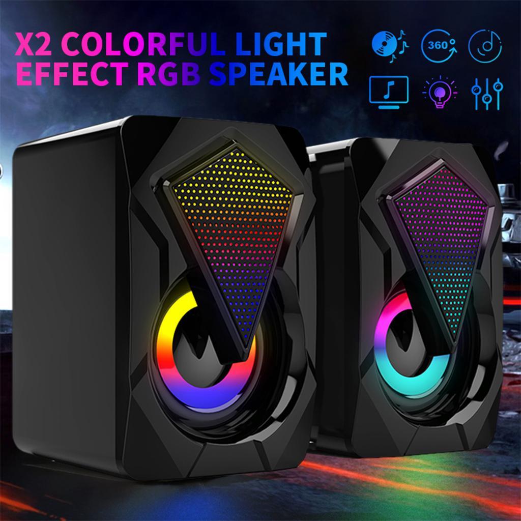 Gaming RGB-Illuminated 2.0 Channel Computer Speaker for PC Laptop USB Powered