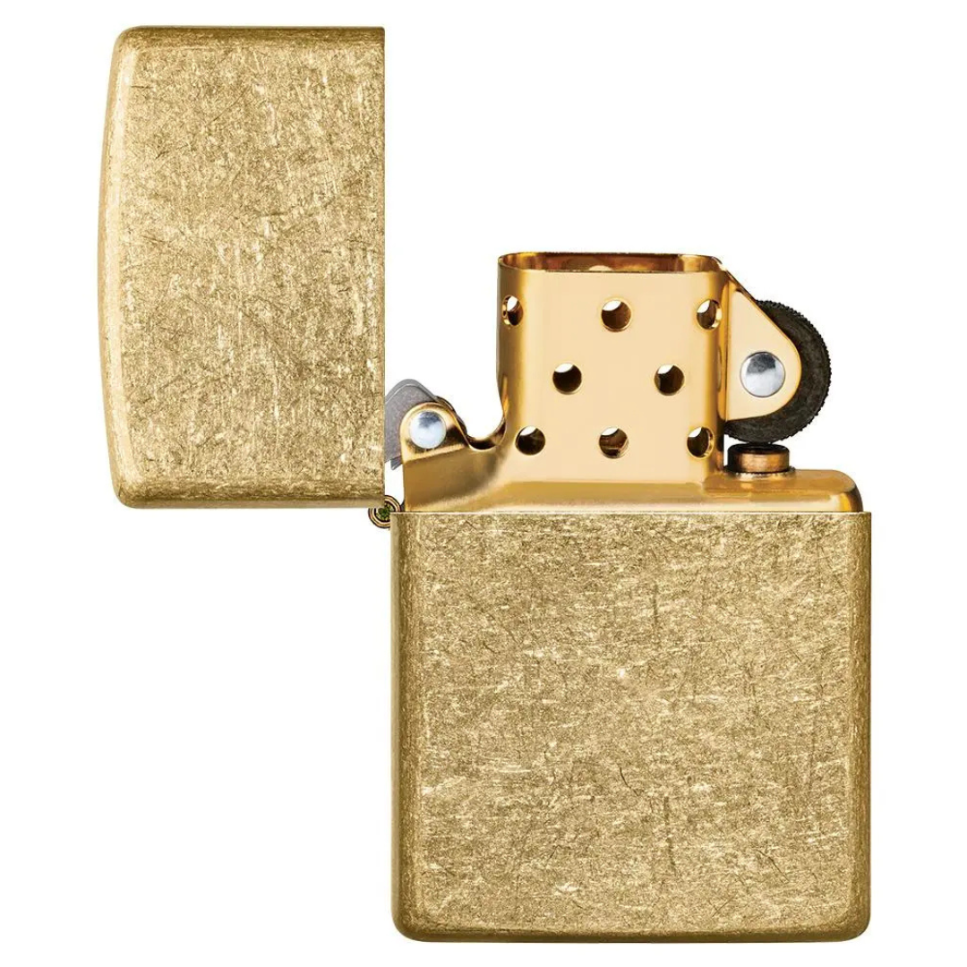 Bật Lửa Zippo Classic Tumbled Brass Màu Hổ Phách - Zippo Đồng Thau Xước Bụi Cổ Điển Chống Vân Tay