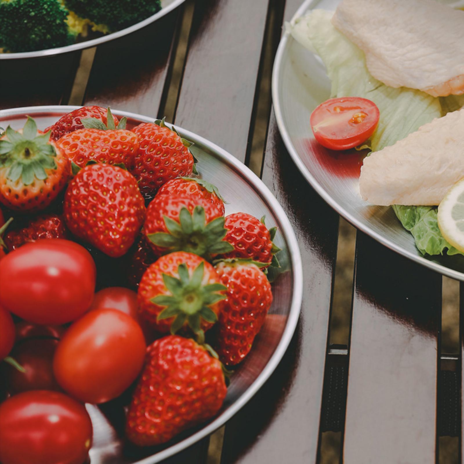 5Pcs Stainless Steel Dinner Plate Metal Round Dish Serving for Picnic