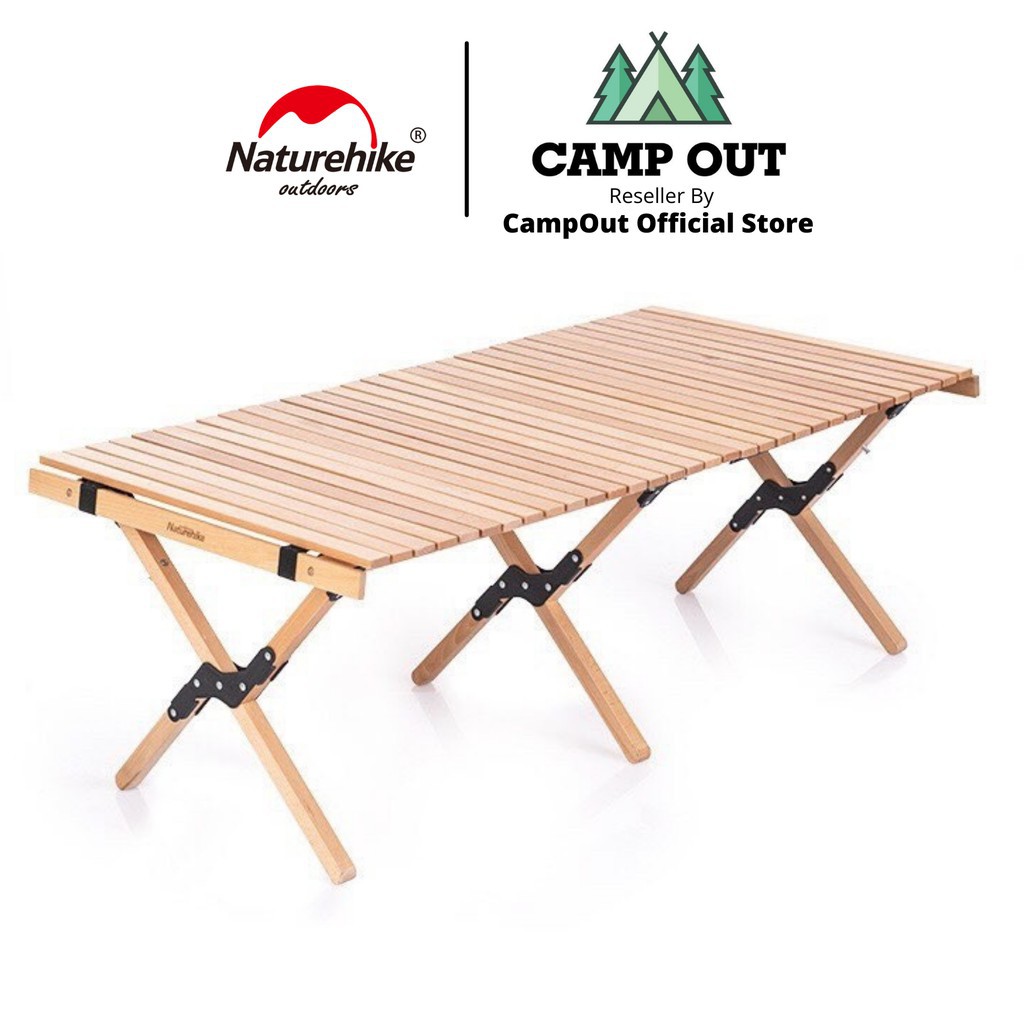 Bàn dã ngoại Naturehike campoutvn cắm trại du lịch glamping kệ gỗ xếp gấp sang trọng có túi đựng kèm A101