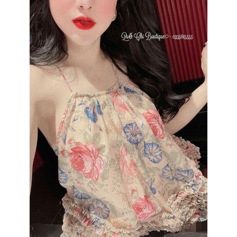 Áo thun dây bản to croptop kèm mút cố định tiện lợi màu xám freesize
