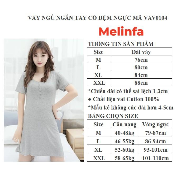 Váy đầm ngủ ngắn tay có đệm ngực vải Modal (gỗ Sồi) mềm mại thoáng mát mặc nhà mùa hè mã VAV0104