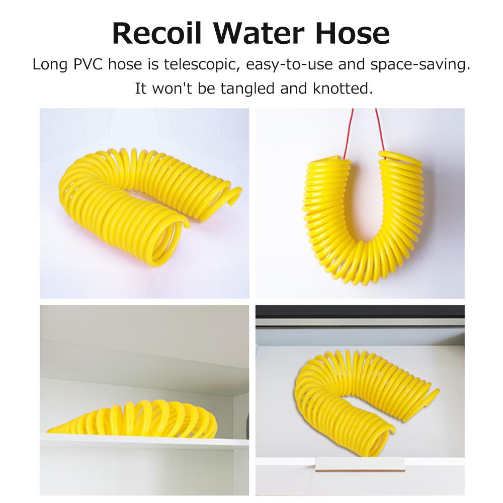 High Pressure Washer Gun with Recoil Water Hose Space-saving Portable Handheld Car Washer Adjustable Jet/ Fan Washing Sprayer with Universal Connector for Floor Fence Patio Garden Pet Shower