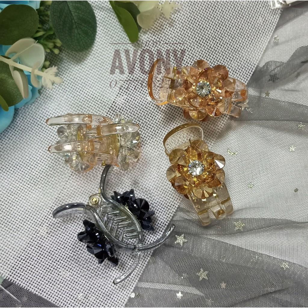 Kẹp tóc càng cua 3 - 5 răng hoa đính đá pha lê sang trọng