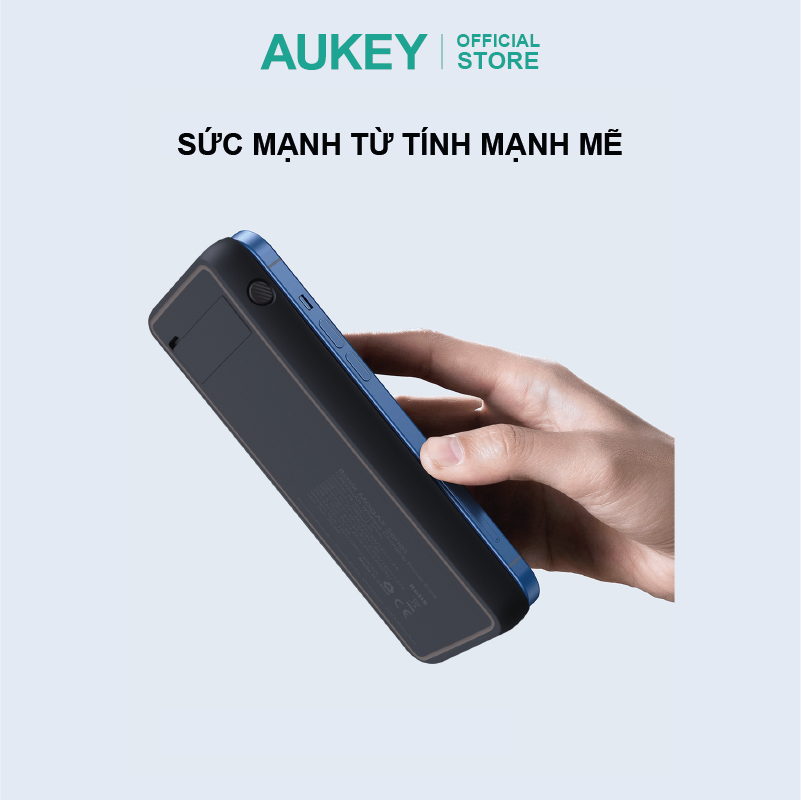 Pin dự phòng 10000mAh sạc nhanh 22.5W và sạc không dây 15W Aukey PB-WL01i, hàng chính hãng