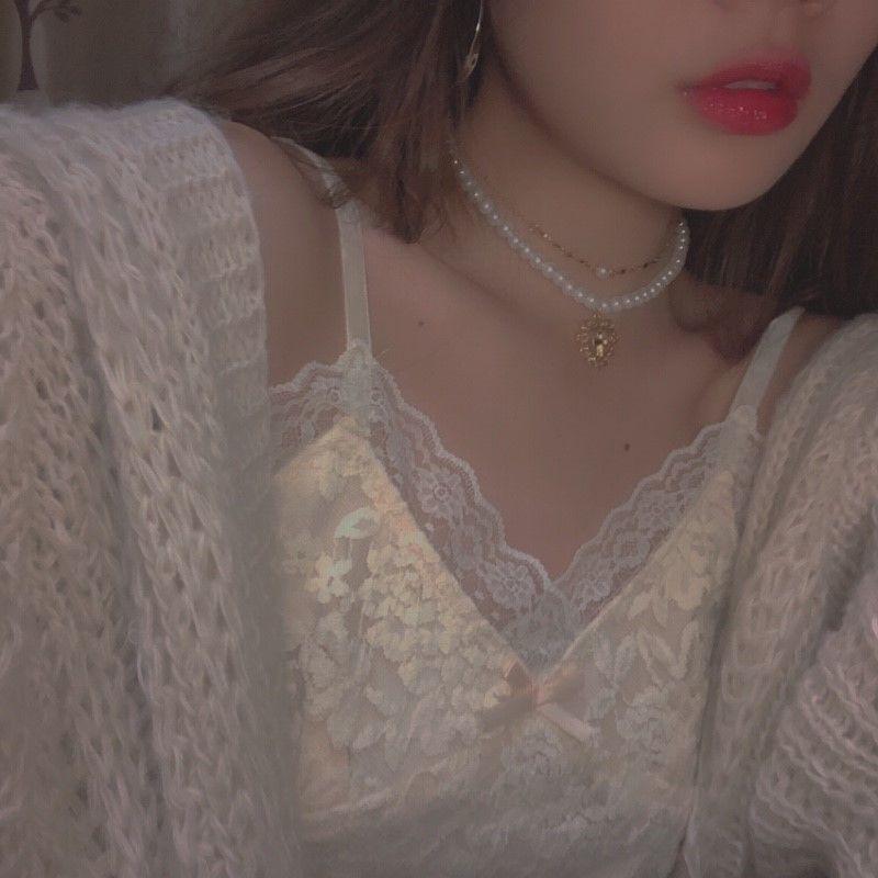 Vòng cổ Choker ngọc trai sang trọng - Mặt dây hình trái tim cho nữ