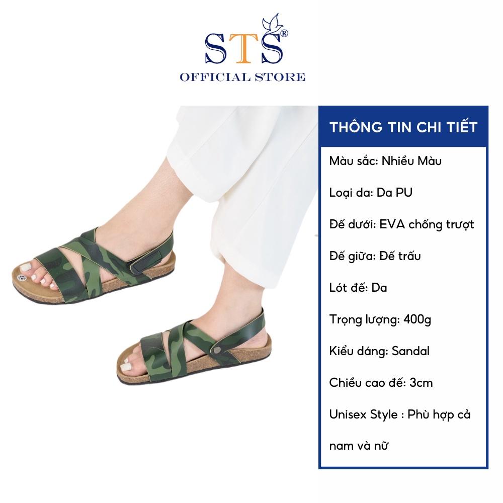 Sandal Đế Trấu Màu Camo Rằn Ri Da PU cao cấp xuất khẩu,quai chéo khóa dán thời trang BH 6 tháng mã CM21