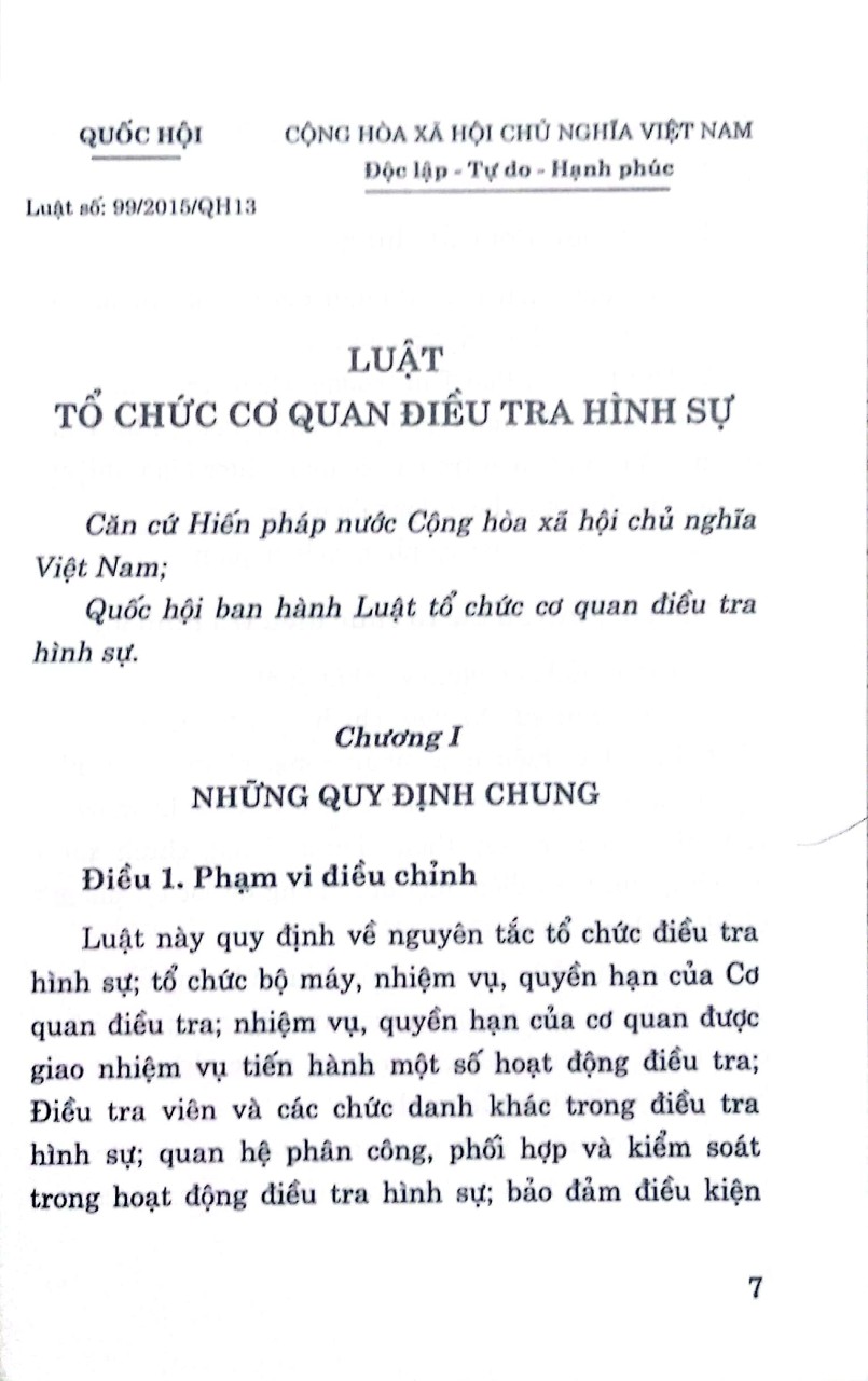 Luật Tổ chức cơ quan điều tra hình sự