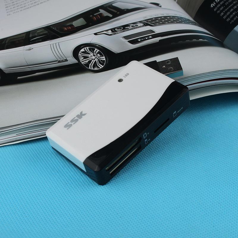 Đảm bảo chất lượng Đầu đọc thẻ đa chức năng đa năng tốc độ cao SSK Biao Wang USB2.0 Thẻ TF SD CF Đầu đọc thẻ tất cả trong một 057