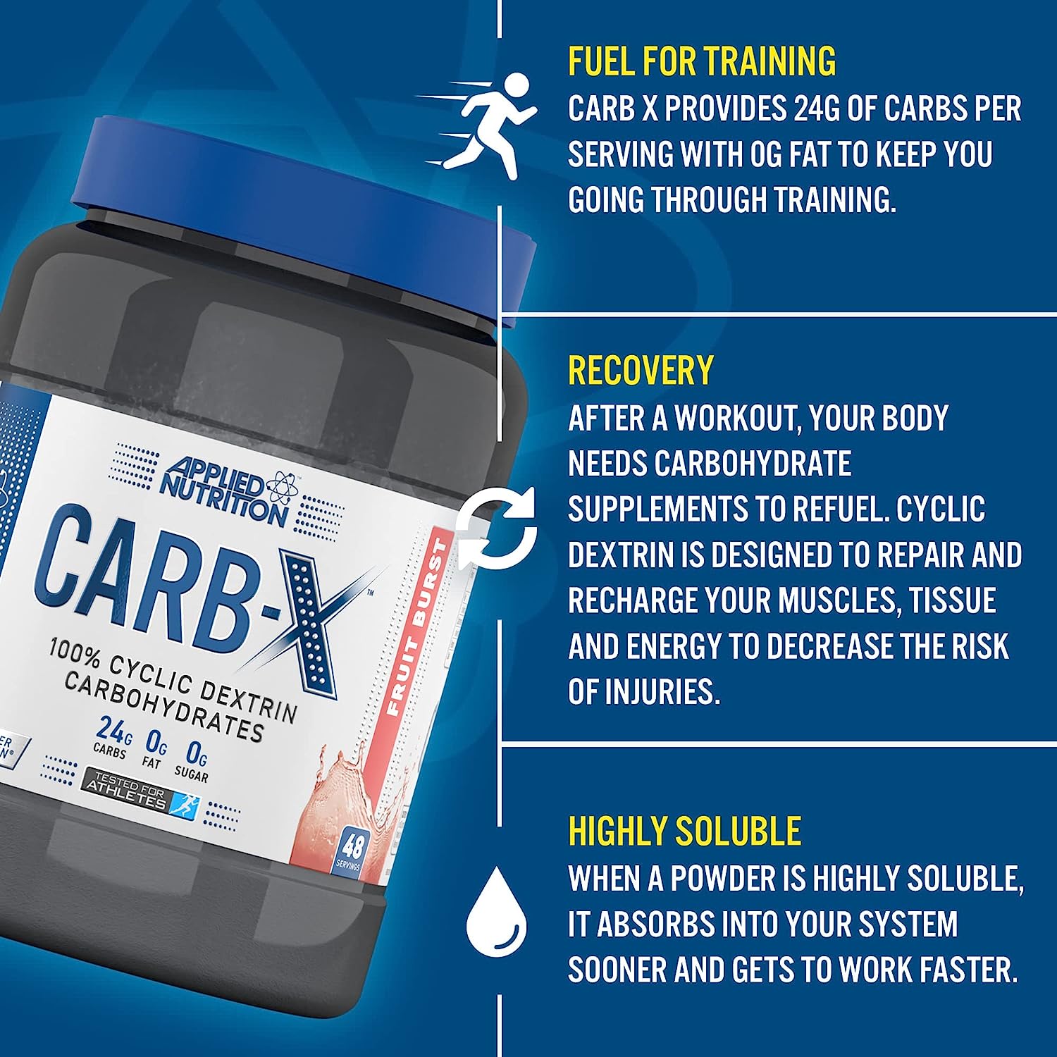 Carb X - Carbohydrates Hòa Tan Nhanh - Cung Cấp Và Phục Hồi Năng Lượng Nhanh Chóng Tinh Bột Nhanh Từ Anh Quốc