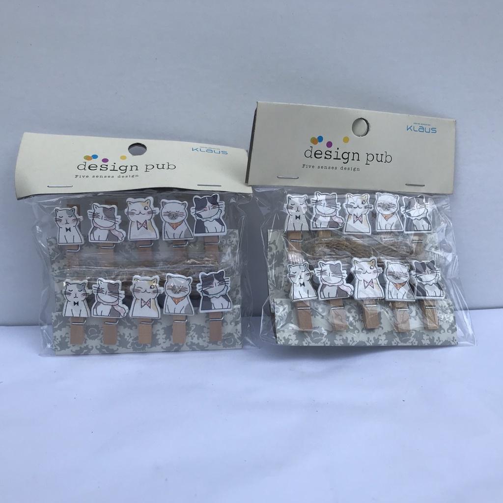 Kẹp gỗ treo ảnh trang trí set 10 cái + kèm dây 2m