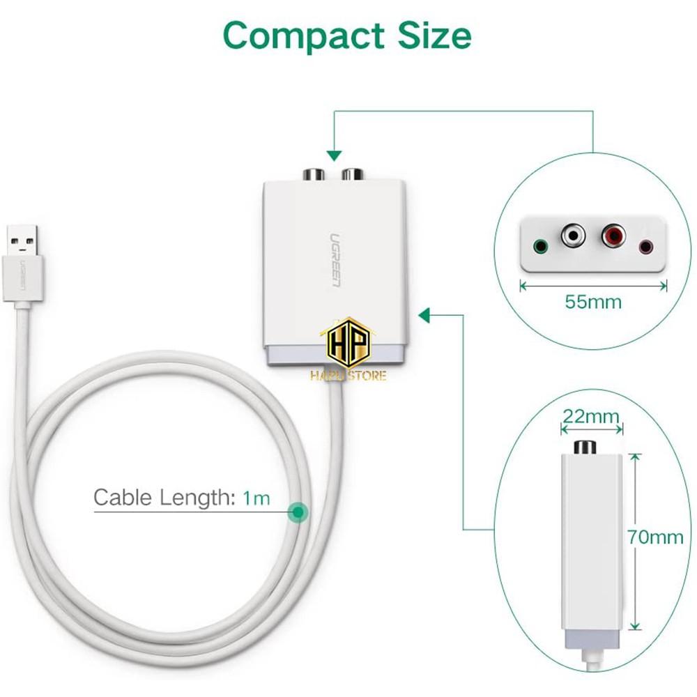 Cáp USB sang RCA hỗ trợ Mic + tai nghe Ugreen 30521 cao cấp -Hàng Chính Hãng