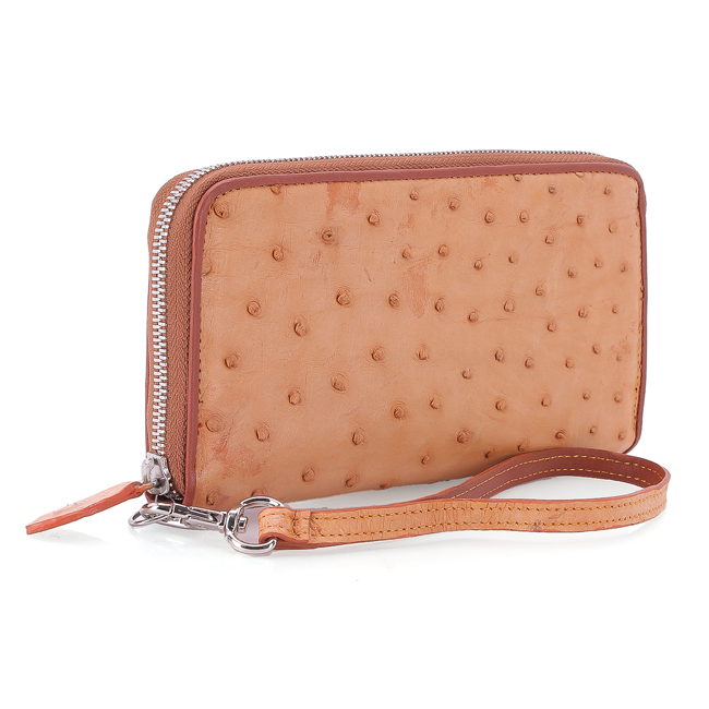 HJ3429-30-31-32 - Bóp nữ da đà điểu 1 khóa Vip đen, nâu đỏ, vàng, nâu đất