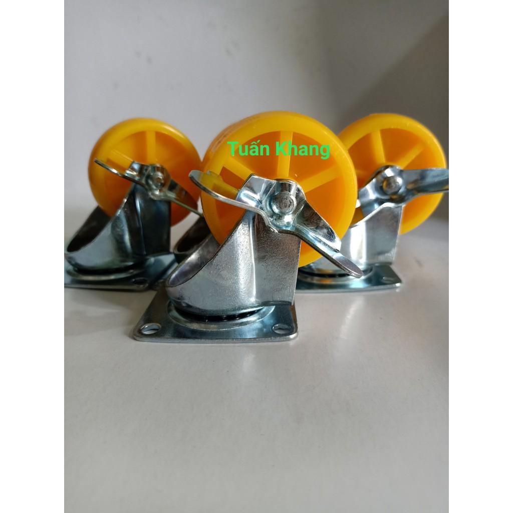Bánh xe đẩy nhựa 60mm xoay 360 độ có khóa