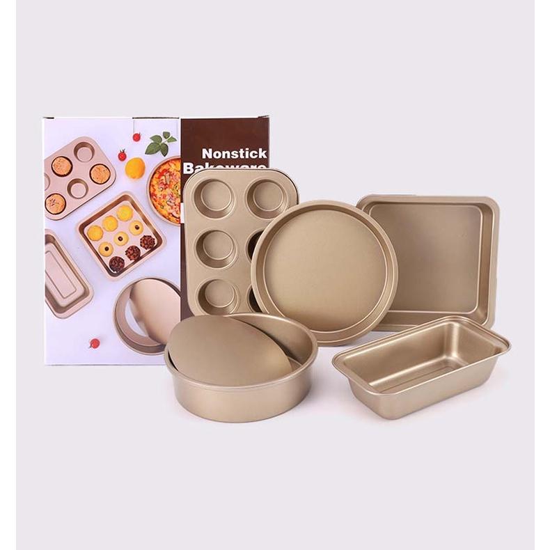 Set 5 Khuôn Nướng Bánh Chống Dính Cao Cấp Chất Liệu Thép Carbon