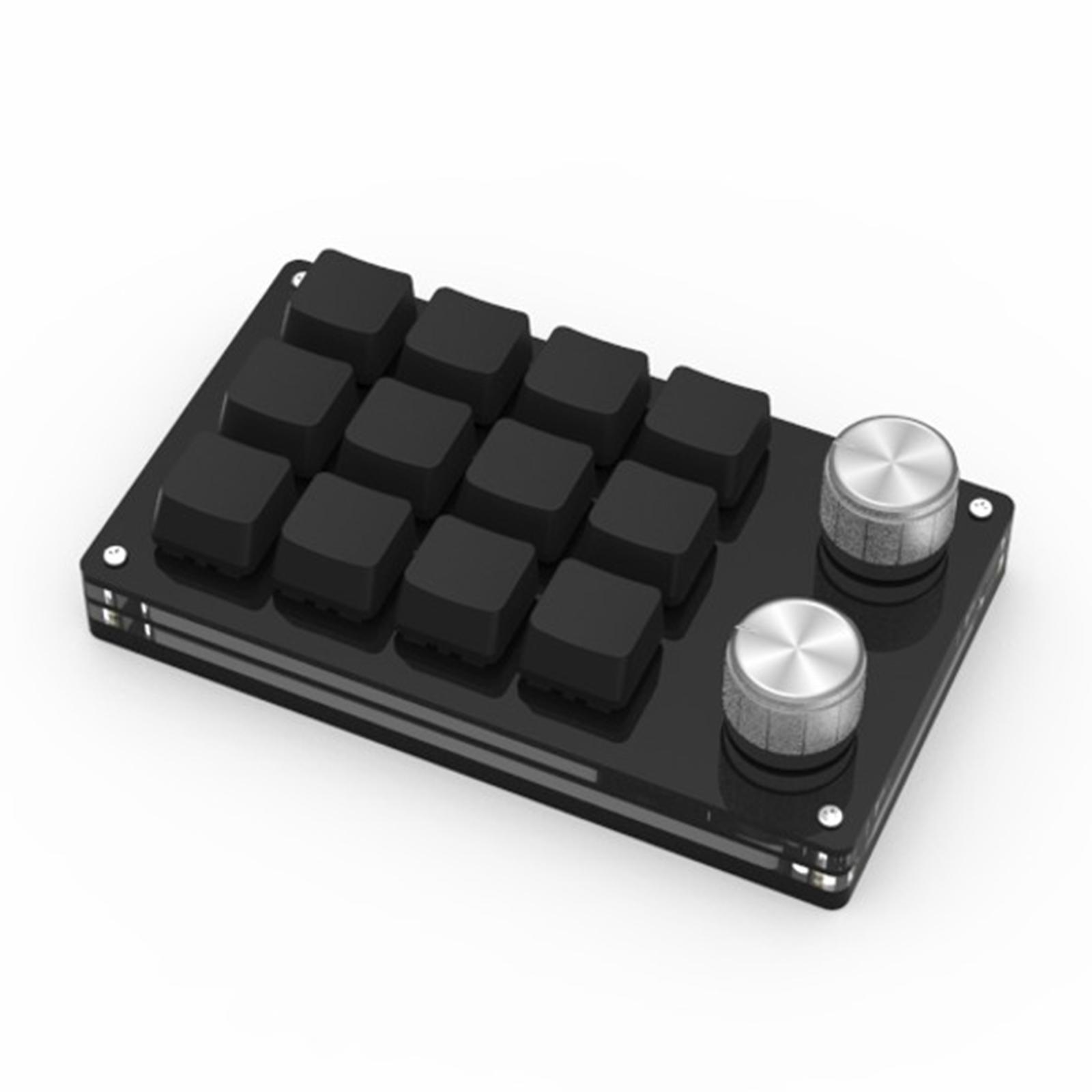 Portable Mini 12-Key Gaming Keyboard Programmable Custom Shortcuts with 2 Knobs Wired Mechanical Keyboard Keypad for PC Office Plug and Play