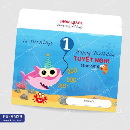 Thiệp thôi nôi – sinh nhật theo yêu cầu Pluxi