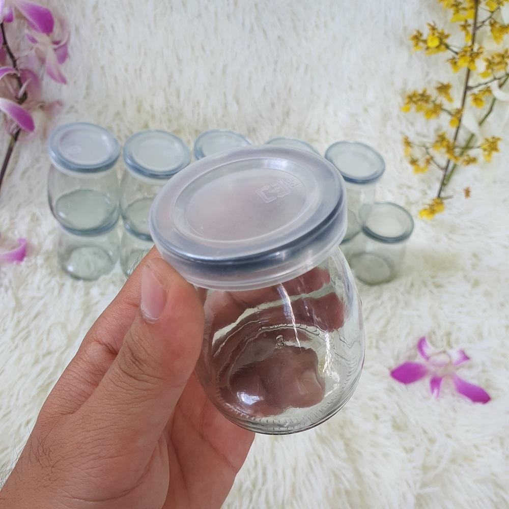 Bộ 12 Hủ/ Lọ Thủy Tinh 100ml Đựng Sữa Chua, Yaourt, Thạch, Thức Ăn Dặm Bé Nắp Nhựa Không Hôi