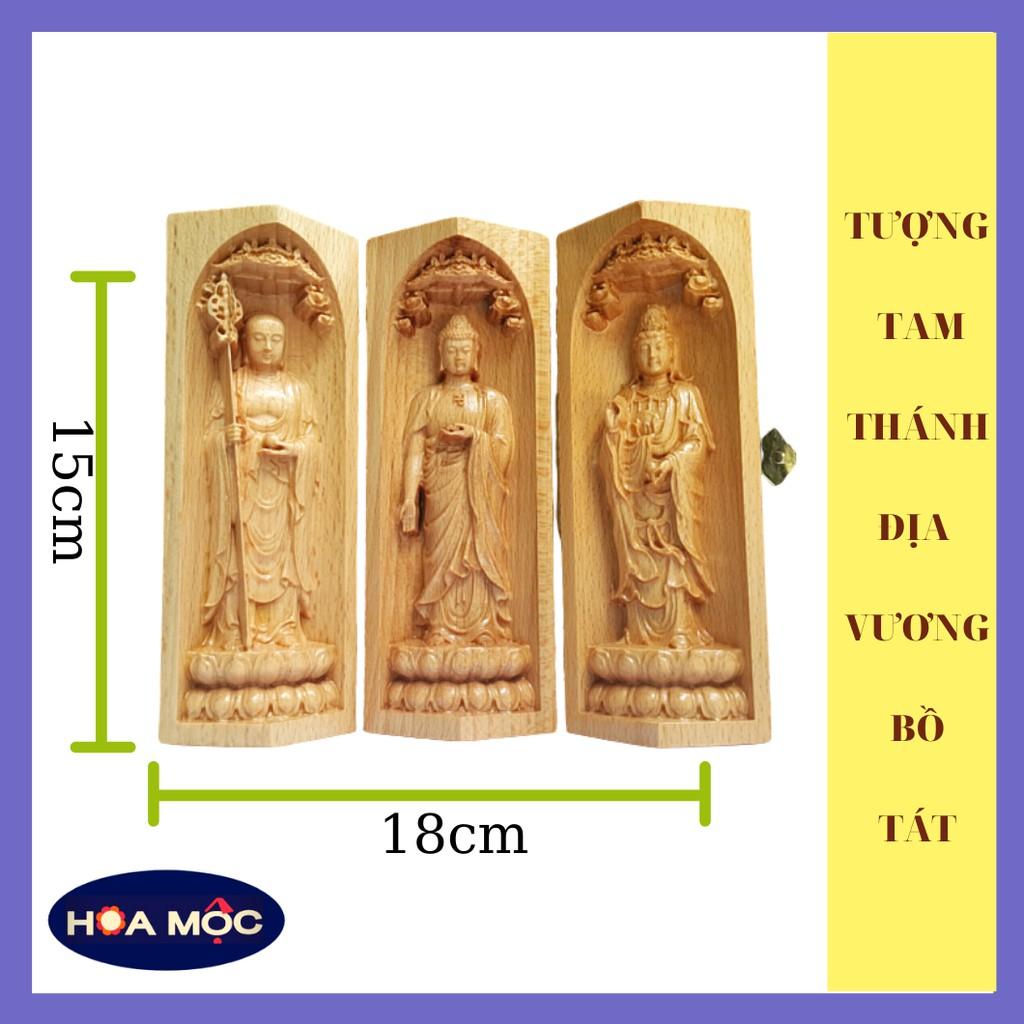 Bộ Ta Bà Tam  TẶNG TRÀNG 108 HẠT GỖ MUN  Địa Tạng Bồ Tát - Phật A Di Đà - Quan Âm Bồ Tát. Điêu Khắc Bằng Chất Liệu Gỗ