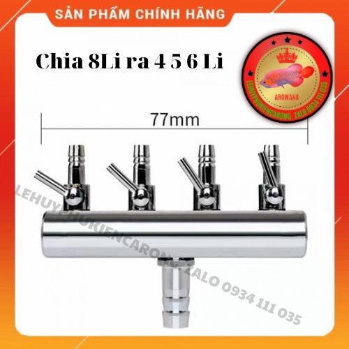 Van Inox Chia Khí Oxy/Co2 Khóa Điều Chỉnh - Đầu 8 Li Ra 4 5 6Li Chia 2 4 6 8