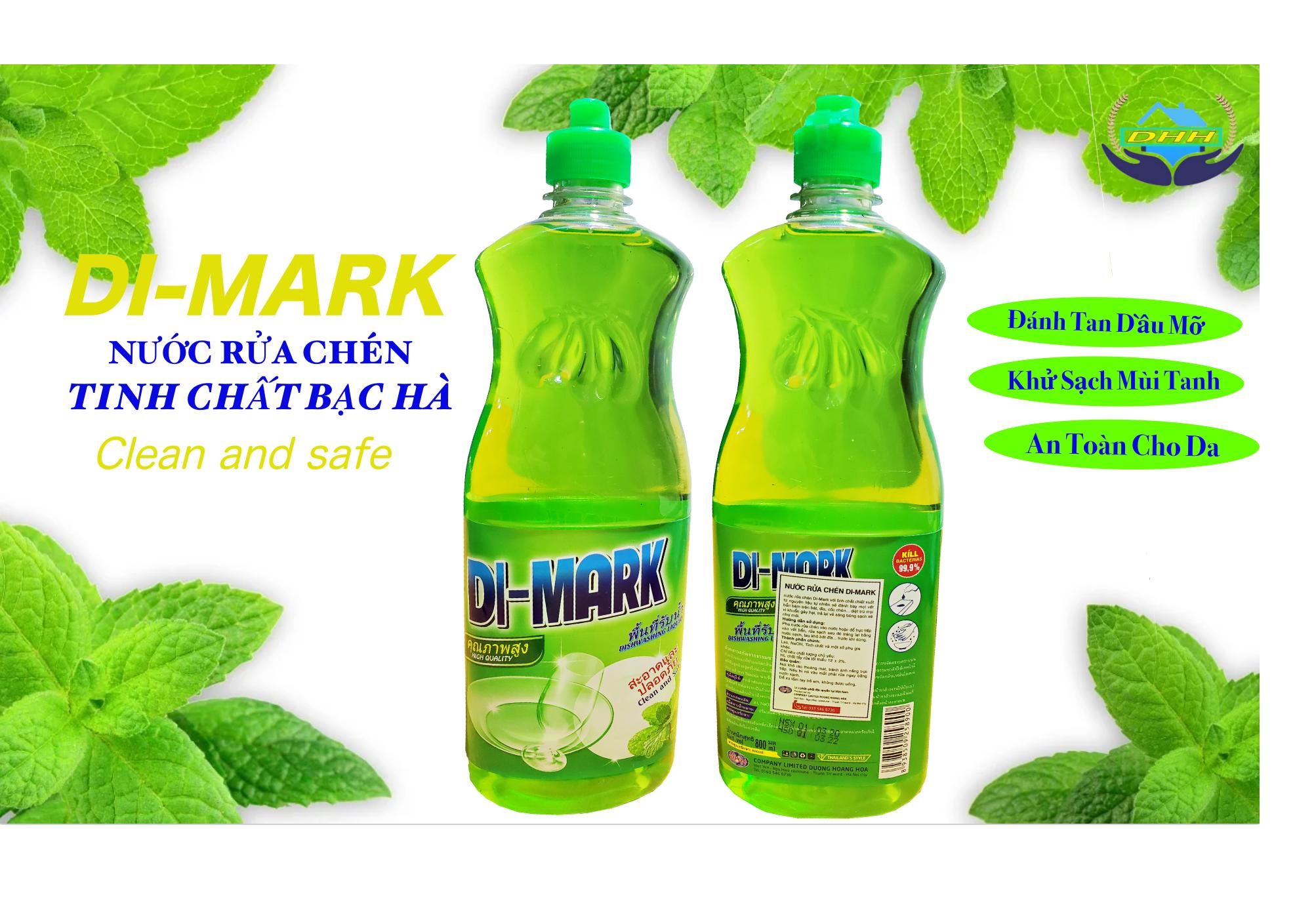 COMBO 3 Chai Nước Rửa Chén Bát DI-MARK 800ml Hương Bạc Hà Hương Thơm Tinh Khiết