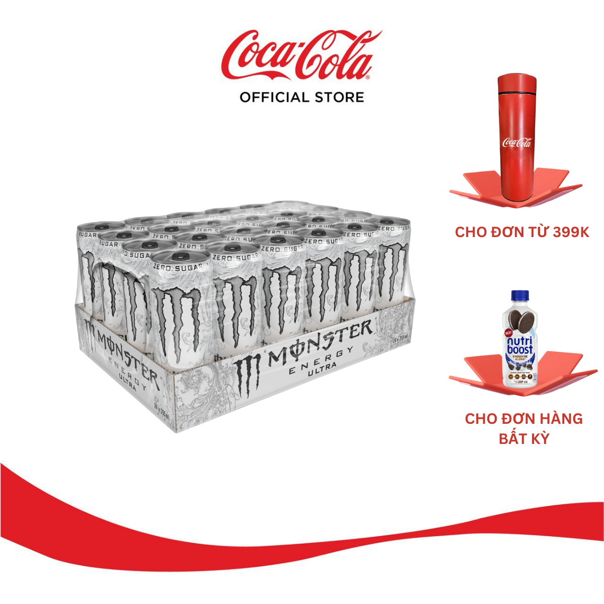 Lốc 24 Lon Nước Tăng Lực Giải Khát Tăng Lực Monster Energy Ultra 355ml/Lon Sale 4.4 Coca-Cola Official Store