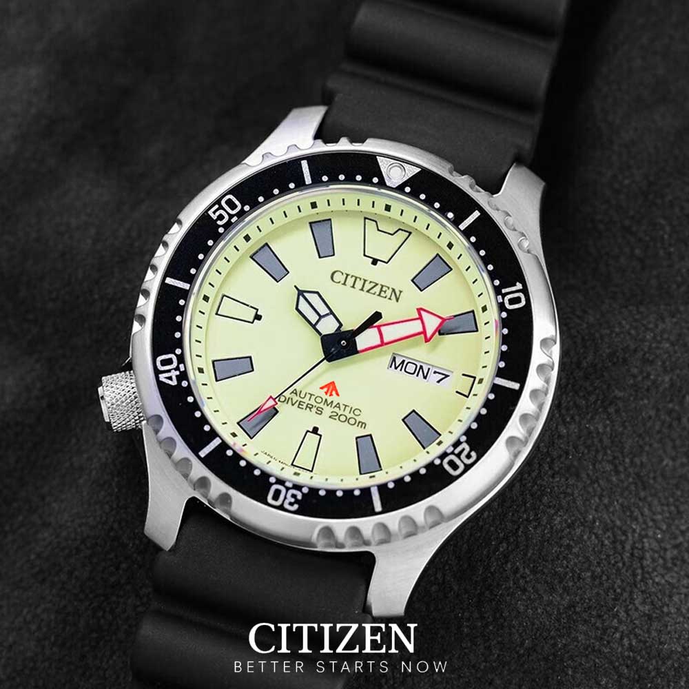 Đồng Hồ Citizen Nam Cơ-Automatic Dây Cao Su NY0080-12X - Mặt Xanh