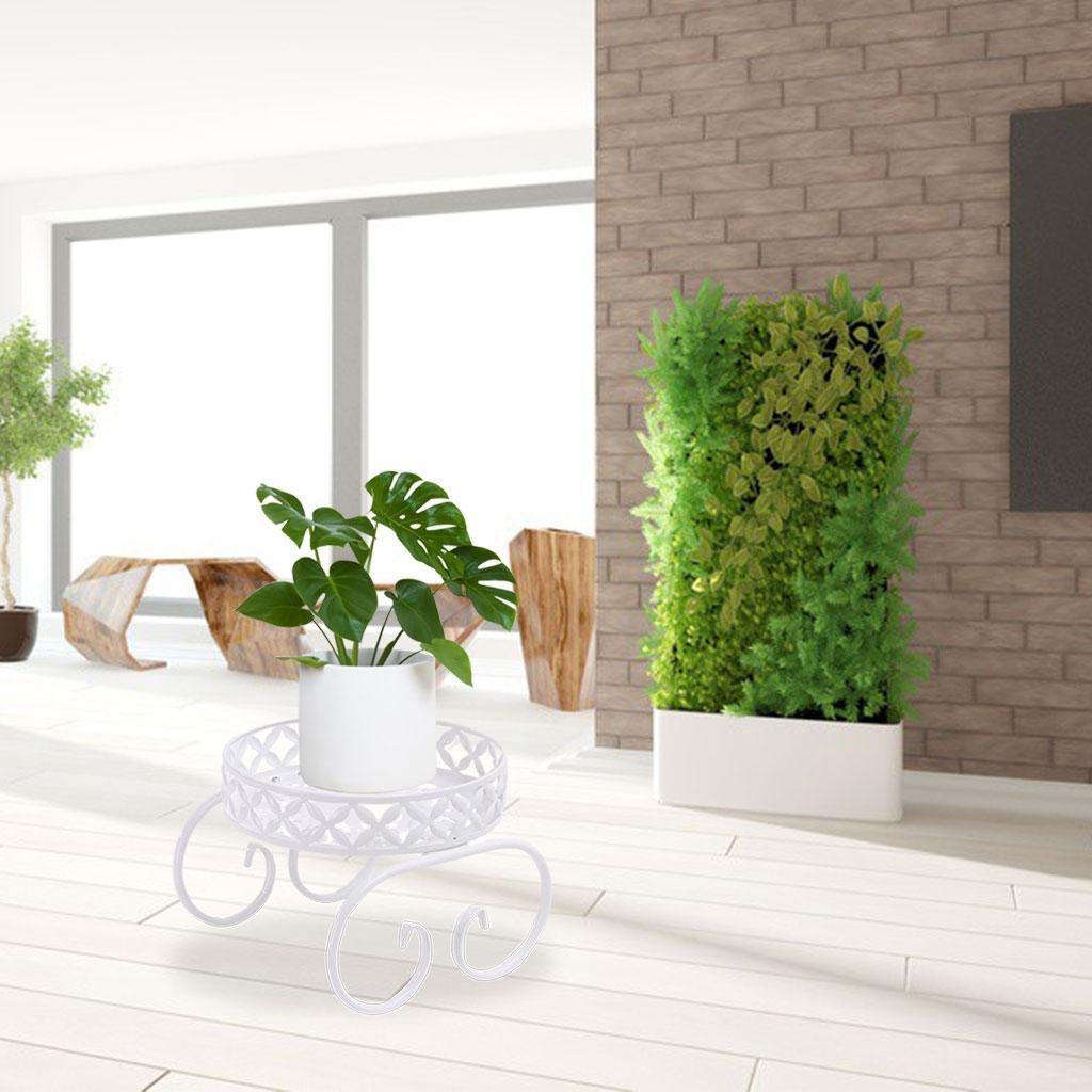 Indoor Pot Iron Patio Decor  Shelf Outdoor Metal Display White