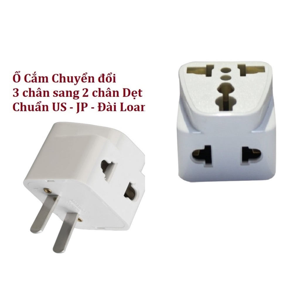 Ổ Cắm Chân Dẹt Chuyển Đổi, Chia 2 Ổ Cắm, Chuyển Đổi 3 Chân Sang 2 Chân, Chuấn US - Japan- Đài Loan. Takyhome 8610chandet