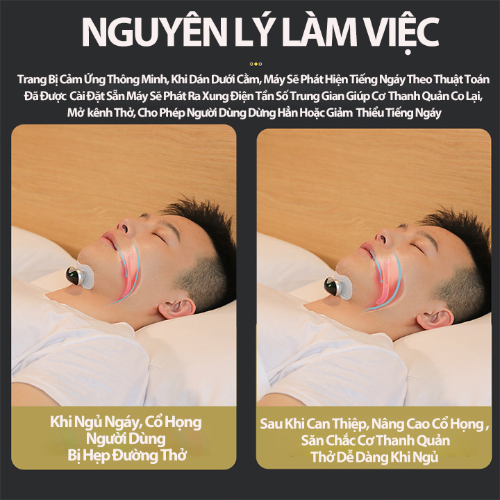 Máy Chống Ngủ Ngáy Thế Hệ 4 Cảm Biến Thông Minh Dán Cằm Xung Nhịp Snore Arrestor Phát Hiện Tiếng Ngáy Xoa Bóp Vật Lý 3 Cường Độ