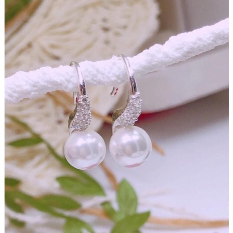 Bông Tai bạc nữ gắn trai dày dặn, chắc chắn chuẩn bạc đẹp -Bạc npj