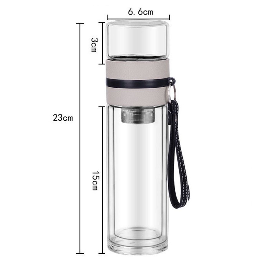 Bình Thủy Tinh 2 Lớp Pha Trà Doron MS79 - Cách Nhiệt Tốt - Có Lõi Lọc Inox 304 - Dung Tích 400ml - Hàng Loại 1