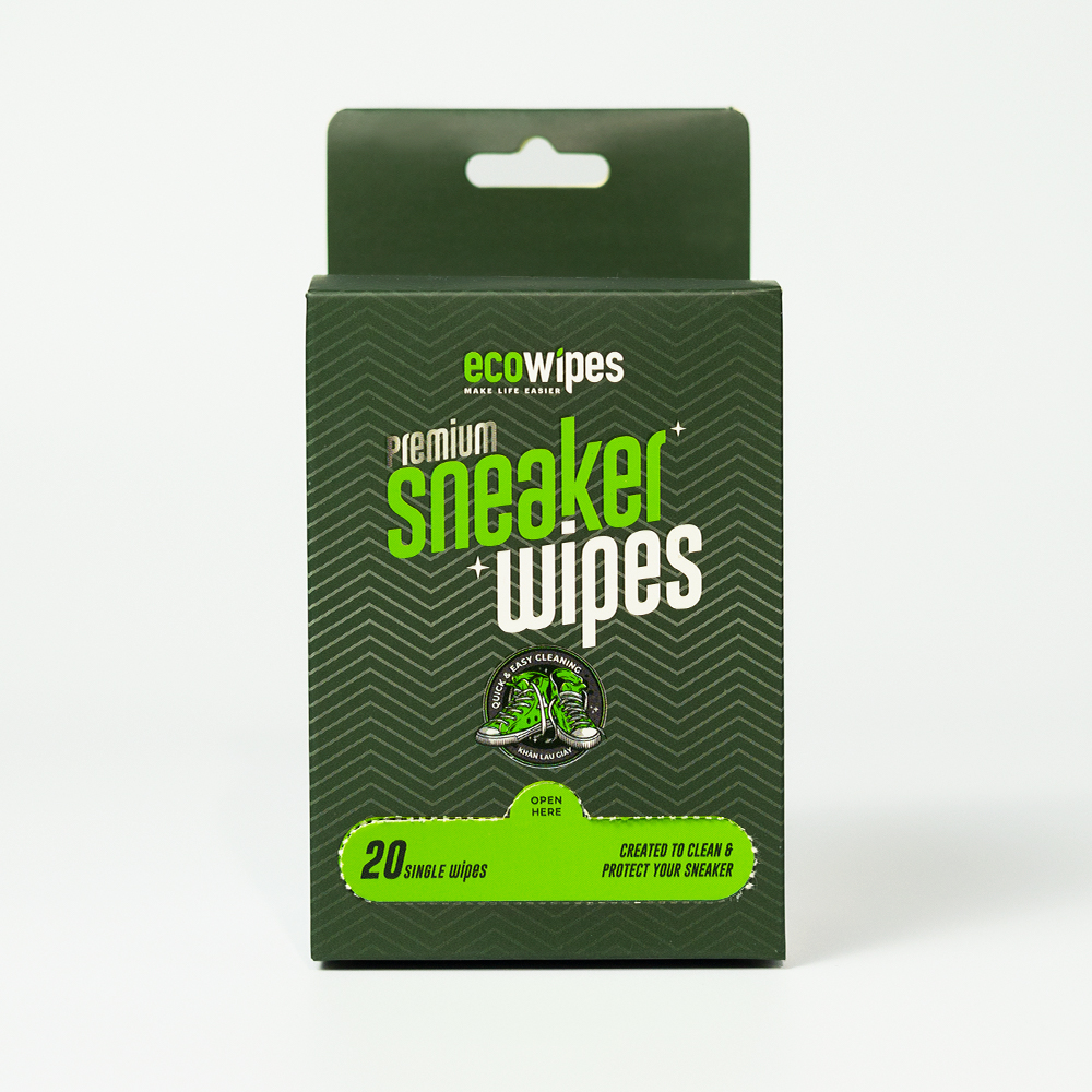 Hộp 20 khăn ướt lau giày thể thao Sneaker Wipes travel size gói 1 tờ Premium siêu sạch