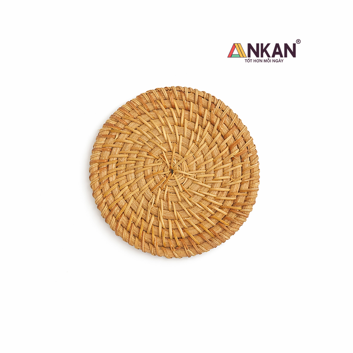 Bộ Lót Ly Lót Cốc Mây Tre Đan 6 Miếng Có Khay Đường Kính 10cm ANKAN – Thủ Công, Thân Thiện Môi Trường