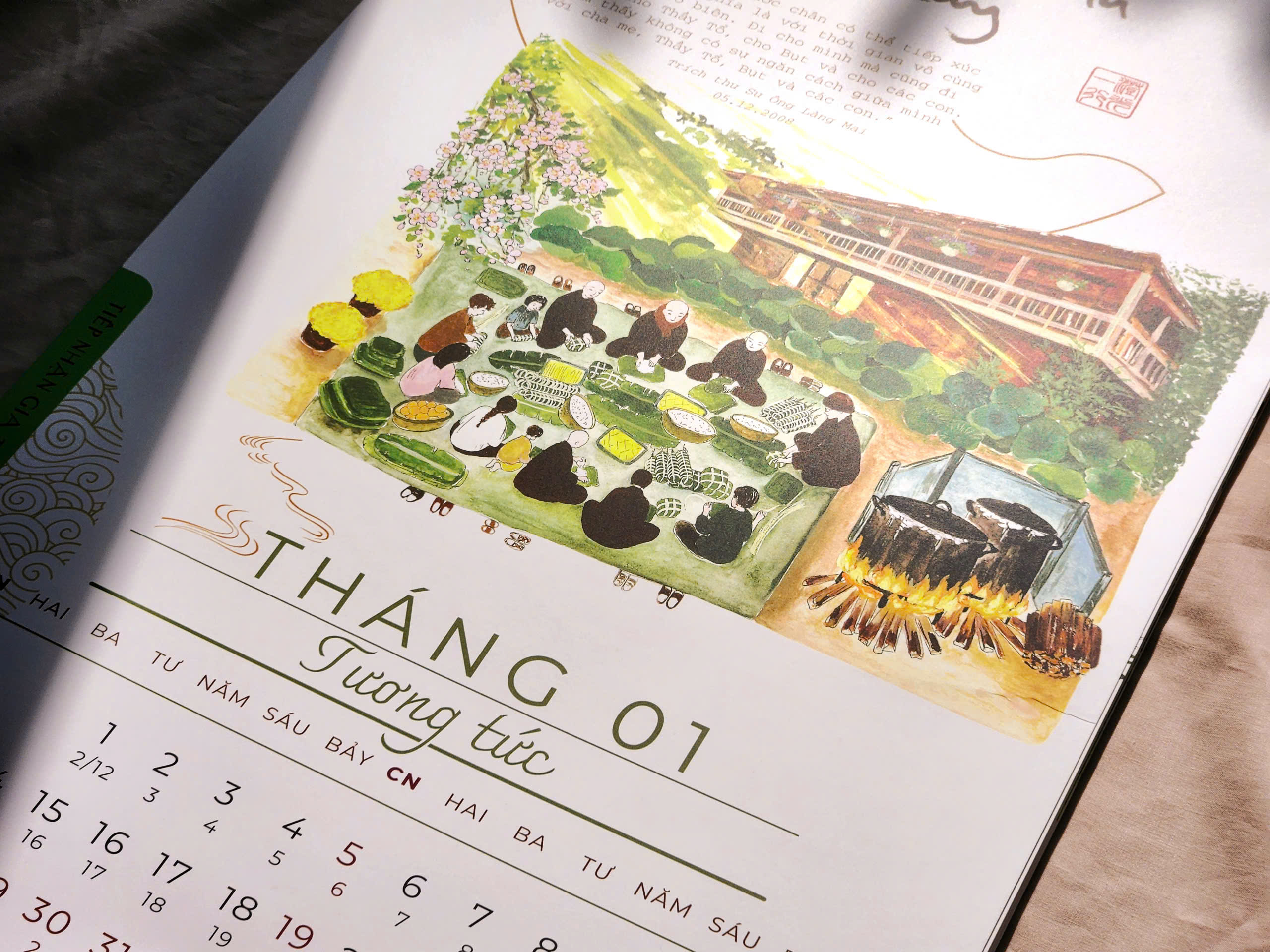 (Lịch 2025) Lịch Treo Tường - Thư Pháp Làng Mai – Chủ đề: Ý thức em mặt trời tỏ rạng – Thái Hà Books