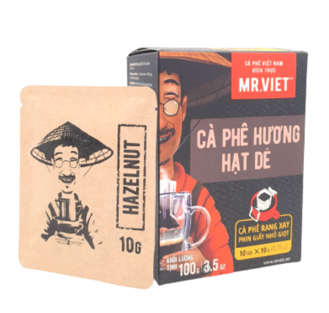 Cà phê phin giấy-  cà phê hương Hạt Dẻ ( Hazelnut coffee -ground coffee drip bag)100gr