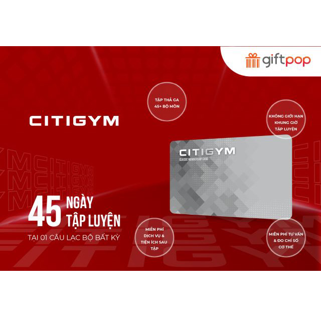 Evoucher CITIGYM 45 Ngày - Thẻ Tập Classic