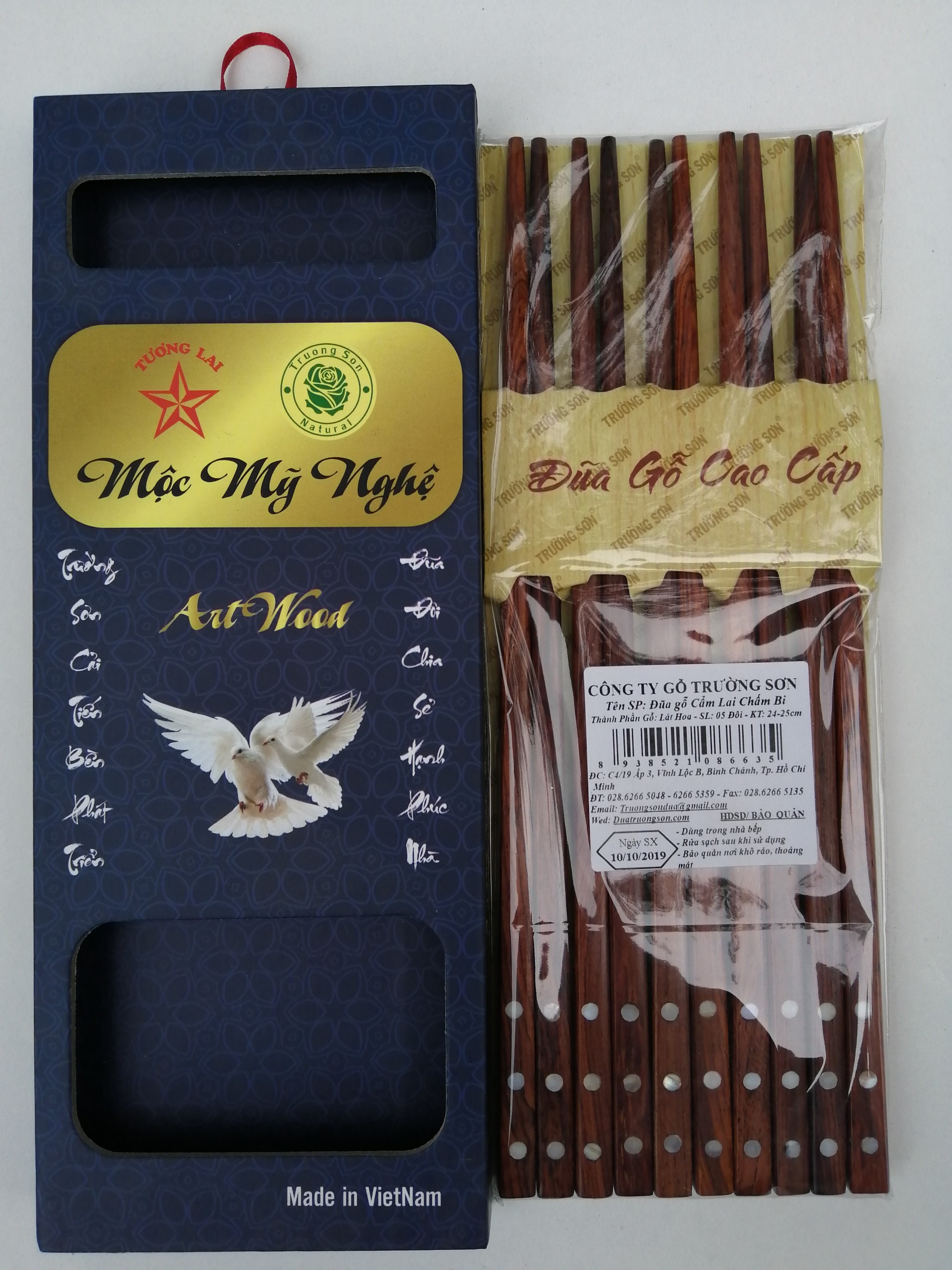 ĐŨA GỖ CAO CẤP - ĐŨA CẨM LAI CHẤM BI - HÀNG VIỆT NAM CHẤT LƯỢNG CAO ( 10 ĐÔI )