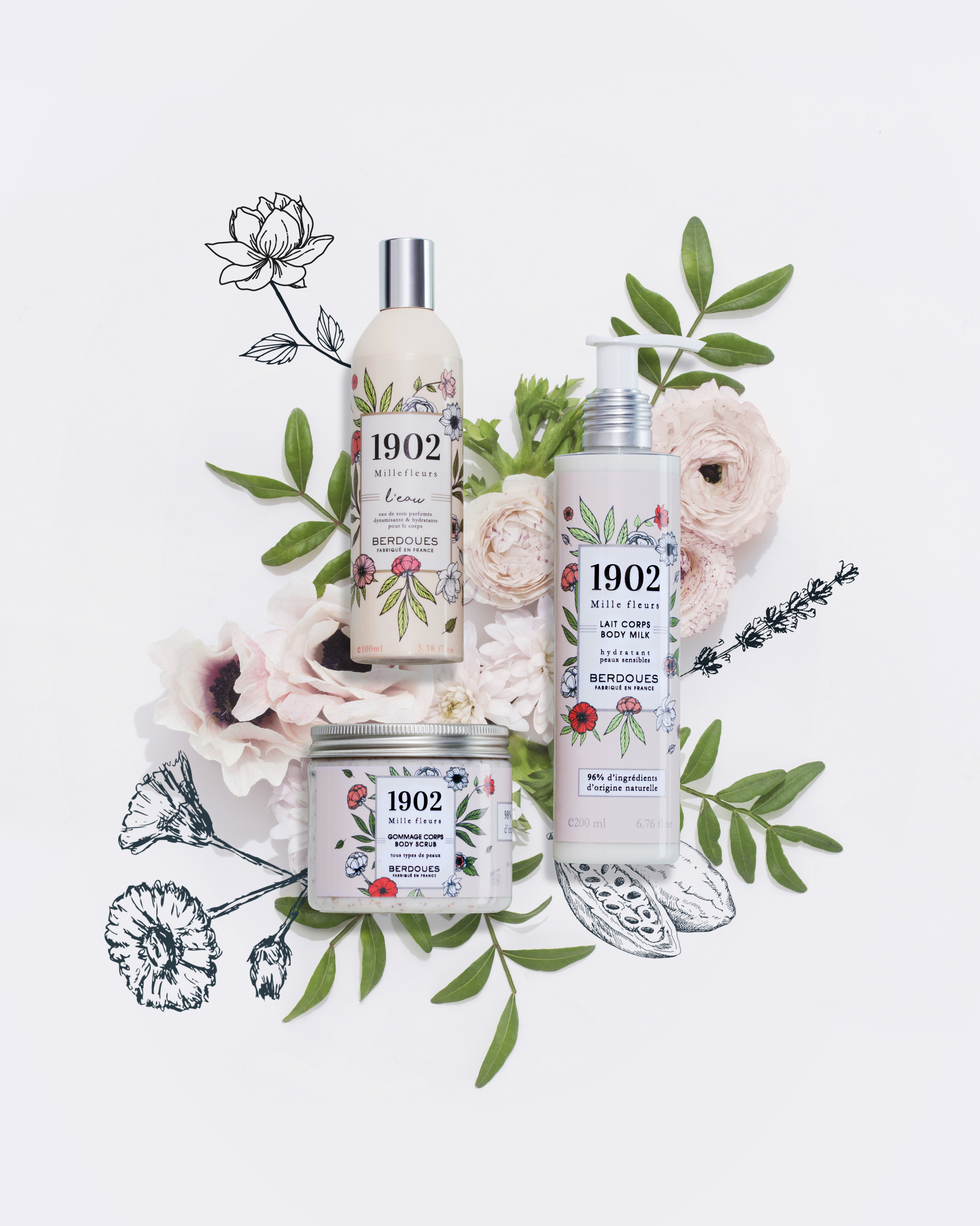 Kem Dưỡng Thể Hương Nước Hoa Pháp Berdoues 1902 Mille Fleurs Body Balm 200ml + tặng kèm 1 băng đô tai mèo (màu ngẫu nhiên)