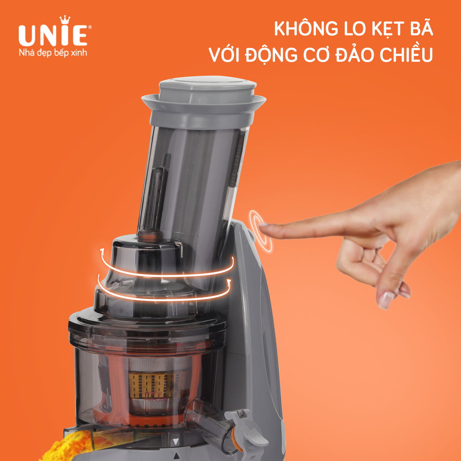 Máy Ép Trái Cây, Máy Ép Chậm UNIE UE-580 Tiêu Chuẩn Đức, Ép Kiệt Bã 99% Không Kẹt Máy Dung Tích 250 ML Công Suất 240 W - Hàng Chính Hãng