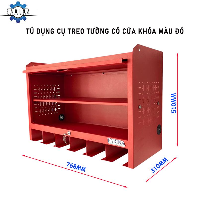 Tủ dụng cụ treo tường có cửa khoá màu đỏ FABINA