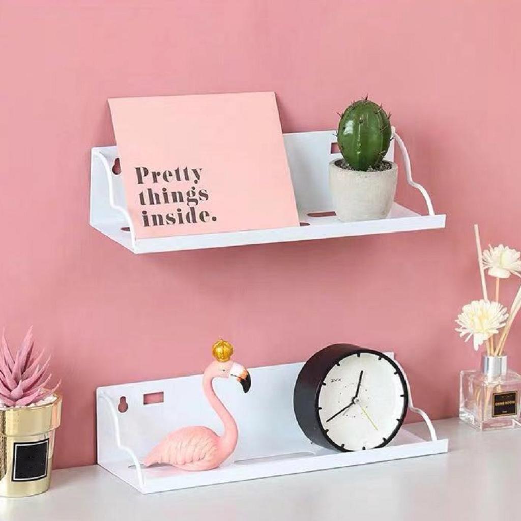 WALL MOUNTED IRON SHELVES FLOATING SHELF RACK HOLDER White