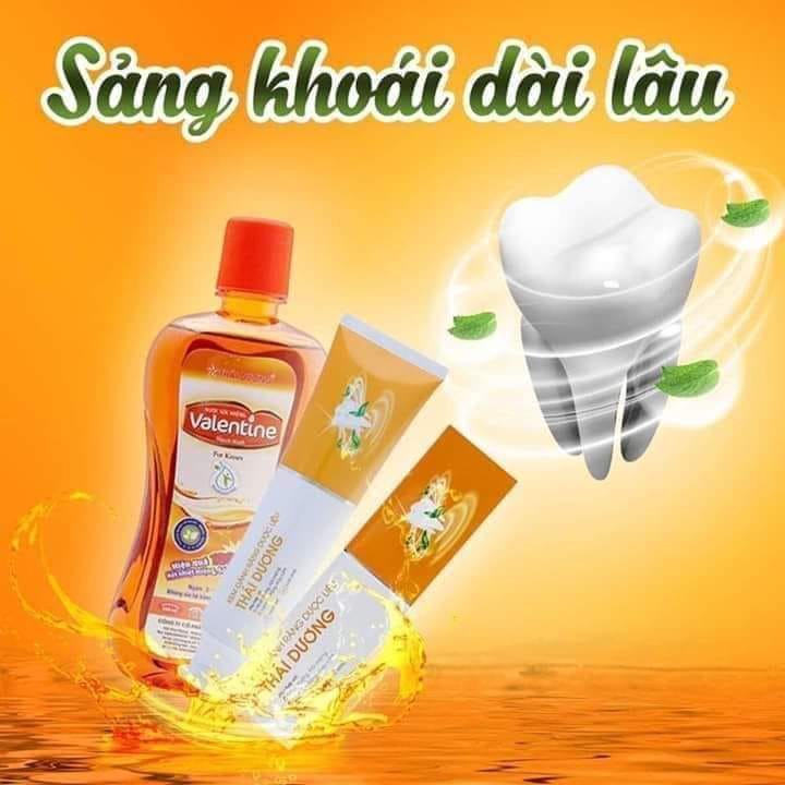 Bộ Chăm Sóc Răng Miệng Toàn Diện - Kem Đánh Răng Thái Dương 150g + Nước Súc Miệng Valentine 500ml