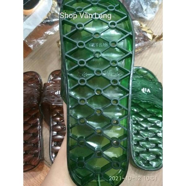 Dép nhựa lỗ Vip đi trong nhà, nhà tắm, văn phòng màu nâu và xanh